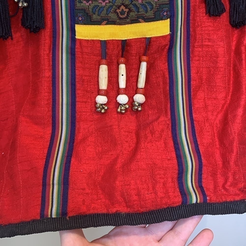 I Magnin Vintage Silk Embroidered Tapestry Tassel Beaded Patchwork Art Jacket L - Picture 16 of 17